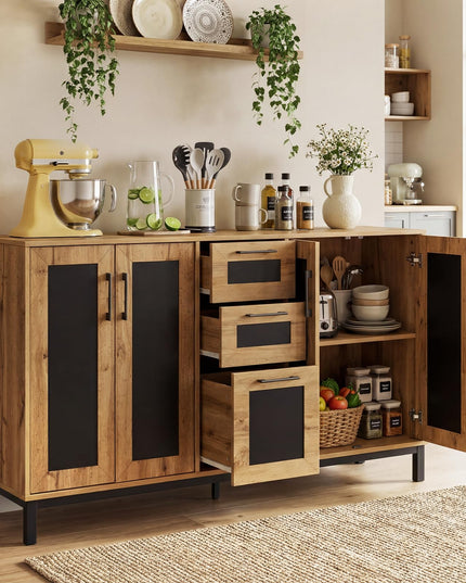 Giantex 63” Large Farmhouse Sideboard Buffet Cabinet with 3 Drawers & Storage Shelves