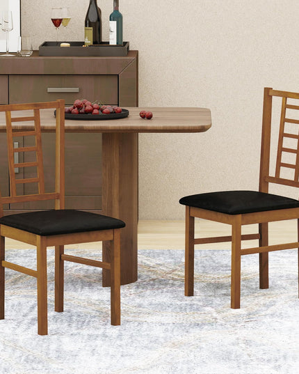 Giantex Lot de 2/4 chaises de salle à manger en bois avec dossier ajouré