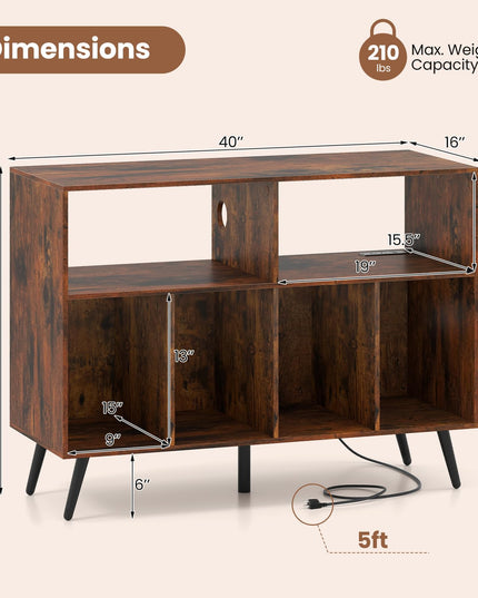 Giantex Large Record Player Stand with Charging Station