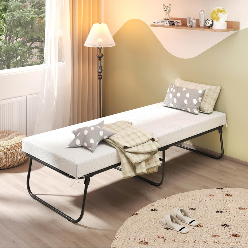 Giantex 75" x 31" Rollaway Guest Bed with Memory Foam & Heavy-Duty Metal Frame