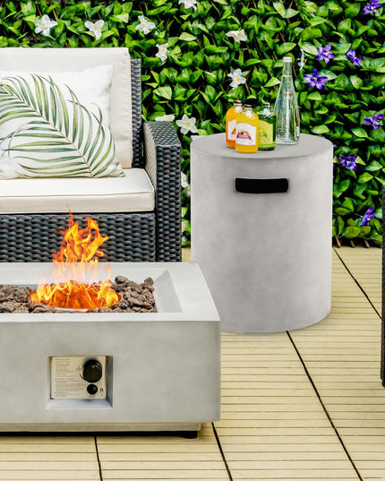 Giantex Propane Tank Cover Table - Outdoor Gas Tank Storage Side Table Fits 20 LBS Propane , Gray