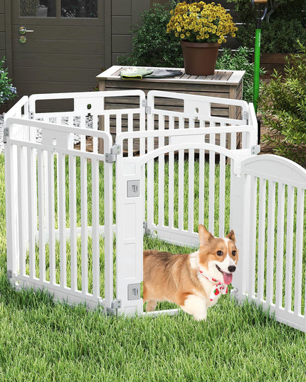 Giantex 32'' Tall Plastic Pet Fence with Lockable Door