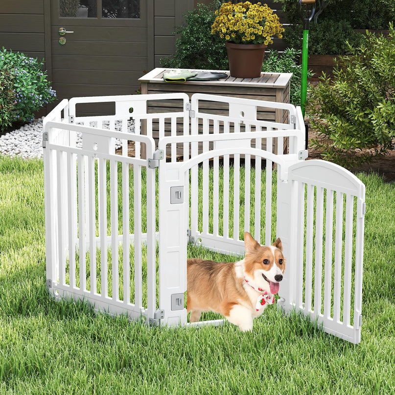 Giantex 32'' Tall Plastic Pet Fence with Lockable Door