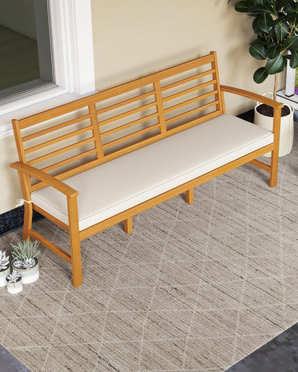 Giantex Acacia Wood Outdoor Bench, 3-Seat Patio Bench with Removable Cushion