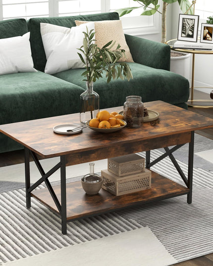 Giantex 2 ier Coffee Table with Storage Shelf for Living Room