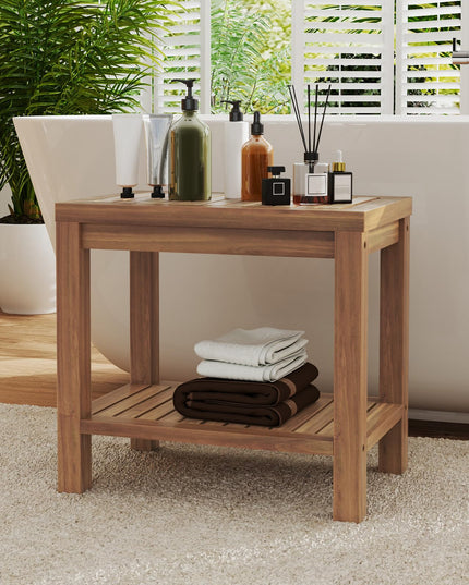 19 Inch Shower Stool with Slatted Seat for Elderly Seniors
