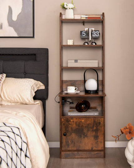 Giantex Nightstand with Charging Station - 55" Tall Bedside Table