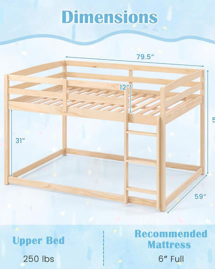 GIANTEX Full Over Full Bunk Bed with Full-Length Guardrails