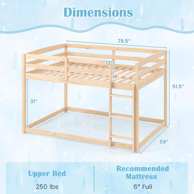 GIANTEX Full Over Full Bunk Bed with Full-Length Guardrails