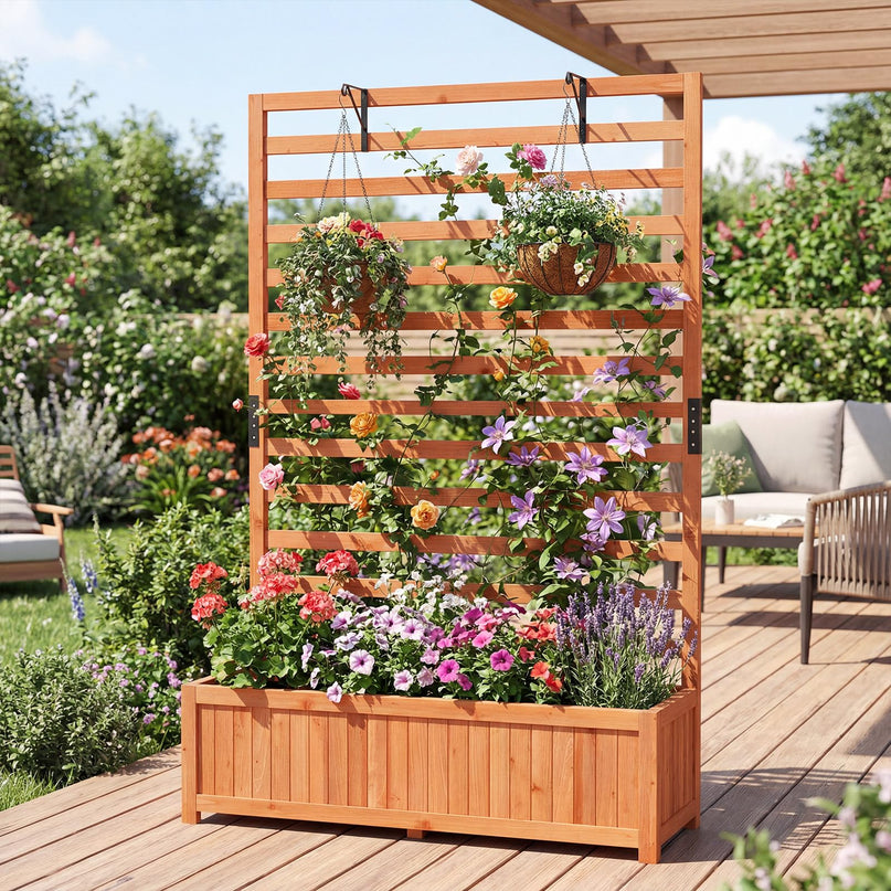 Giantex 59 inch Tall Raised Garden Bed with Trellis