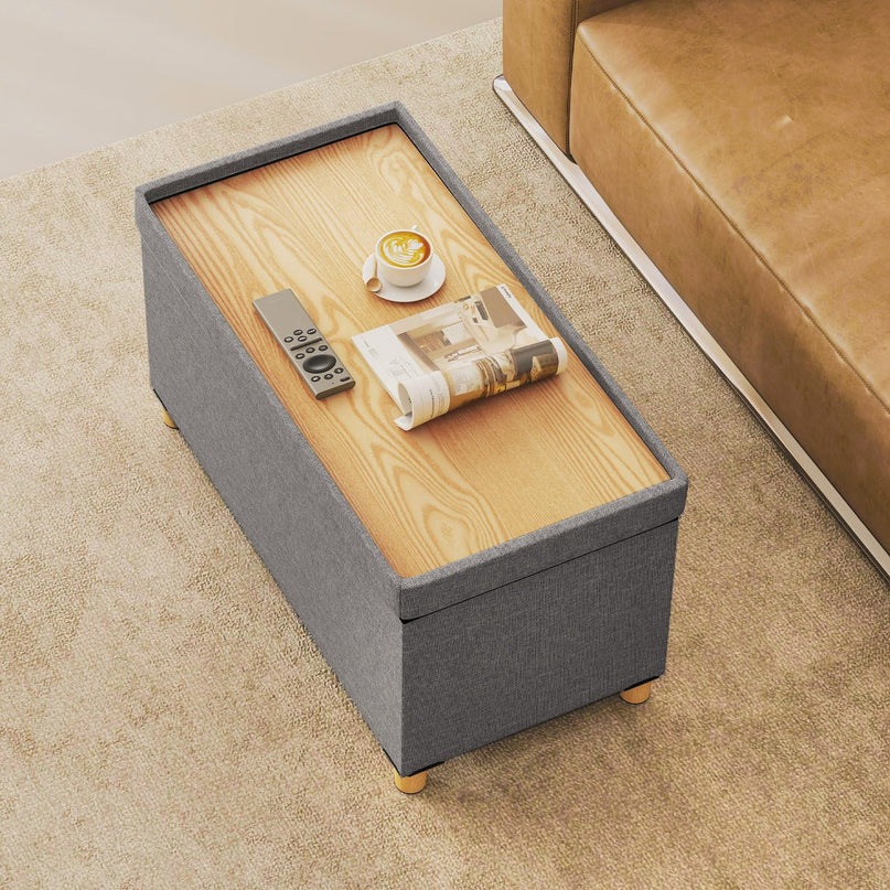 Giantex Storage Ottoman Bench with Tray Lid（38.1D x 76.2W x 39.4H cm）