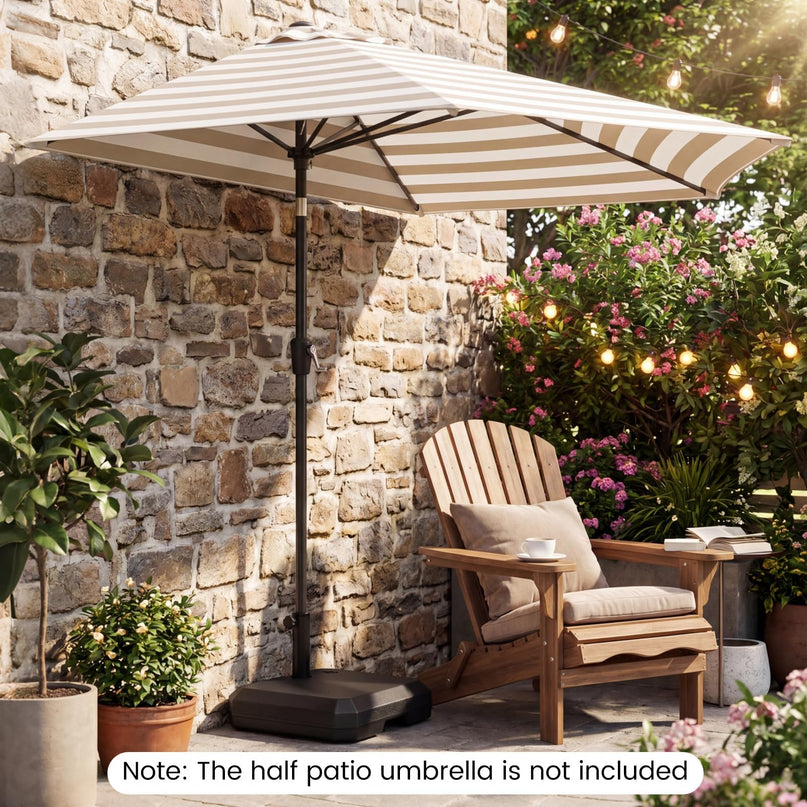 Giantex Half Patio Umbrella Base 49 lbs Fillable Weighted Half Umbrella Stand