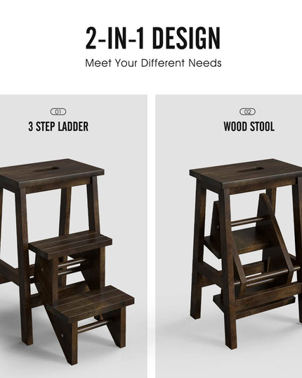 Folding 3 Tier Step Ladder - Giantex