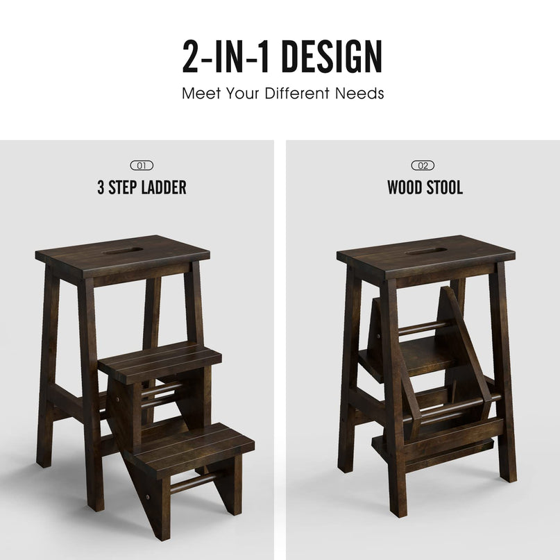 Folding 3 Tier Step Ladder - Giantex