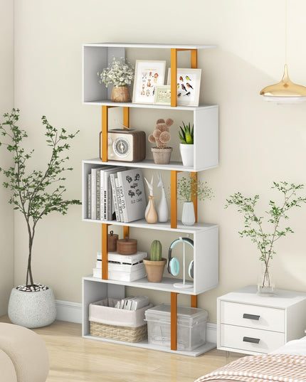 Giantex 5-Tier Geometric Bookcase Freestanding Display Shelf Rack