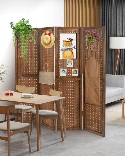 Giantex 4/6 Panel Pegboard Display & Room Divider, 5.6FT Folding Pegboard Stand for Crafting Show Jewelry Retail