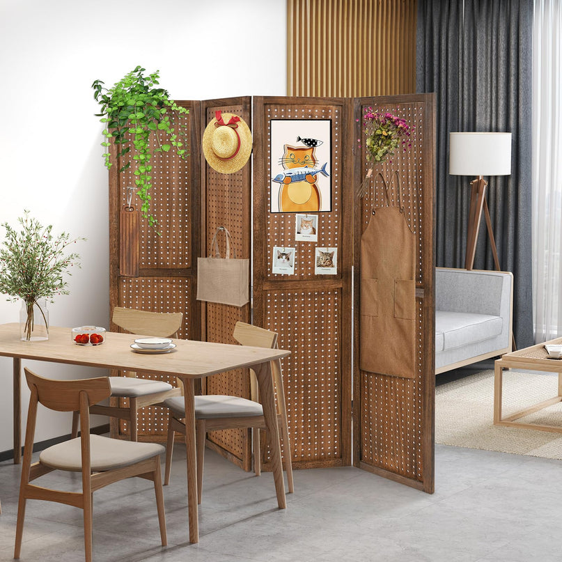 Giantex 4/6 Panel Pegboard Display & Room Divider, 5.6FT Folding Pegboard Stand for Crafting Show Jewelry Retail