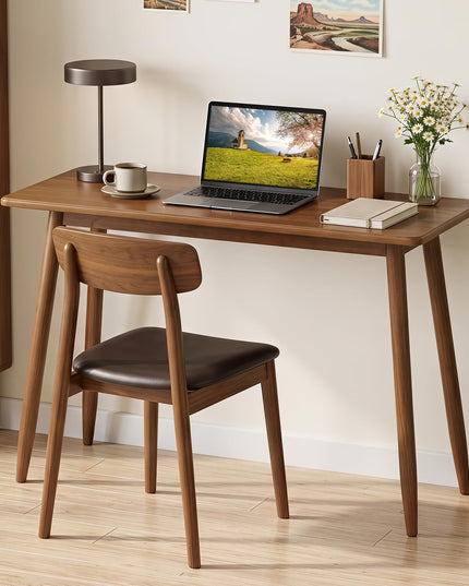 GIANTEX Computer Desk with Rubber Wood Legs for Bedroom or Small Spaces