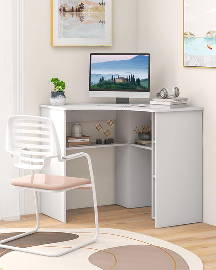 Giantex Corner Desk with Storage, 34" W x 30.5" H Small Computer Desk with Adjustable Shelves