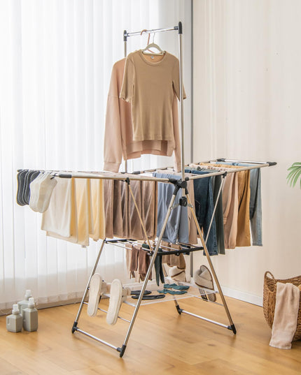 Giantex Clothes Drying Rack, Aluminum Foldable Laundry Drying Rack with with 6-Level Adjustable Height