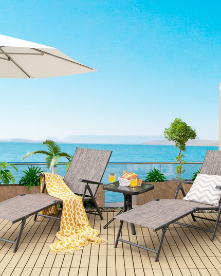 Outdoor Sunbathing Chair W/ 5-Position Backrest | Patio Lounge Chair