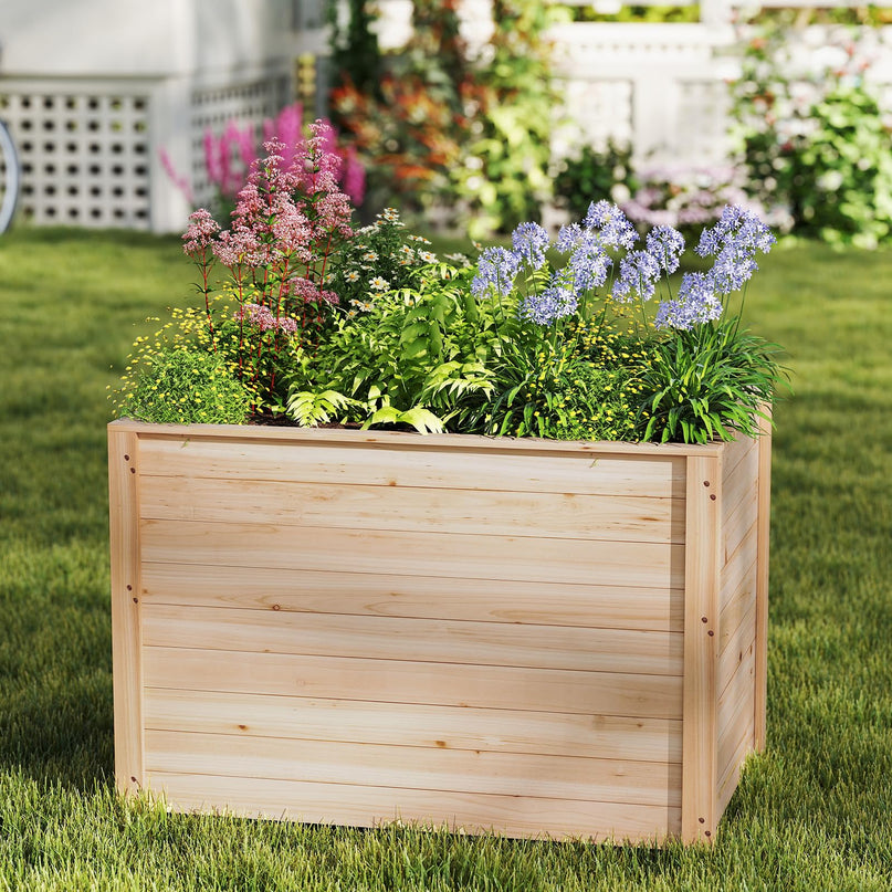 Giantex 40"x25"x26" Elevated Planter Box with Open-Ended Base for Deep-Rooted Plant
