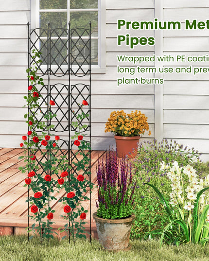 Giantex Garden Trellis, Outdoor Plant Support Frame w/Adjustable Shapes, Ground Stakes, Rustproof PE Coating Pipes