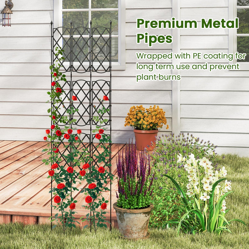 Giantex Garden Trellis, Outdoor Plant Support Frame w/Adjustable Shapes, Ground Stakes, Rustproof PE Coating Pipes