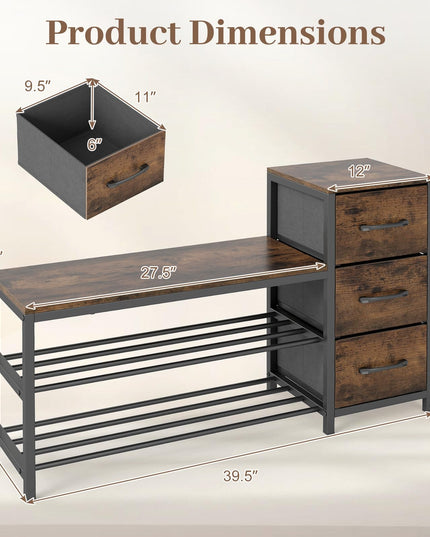 Giantex 3-Tier Shoe Storage Bench for Entryway