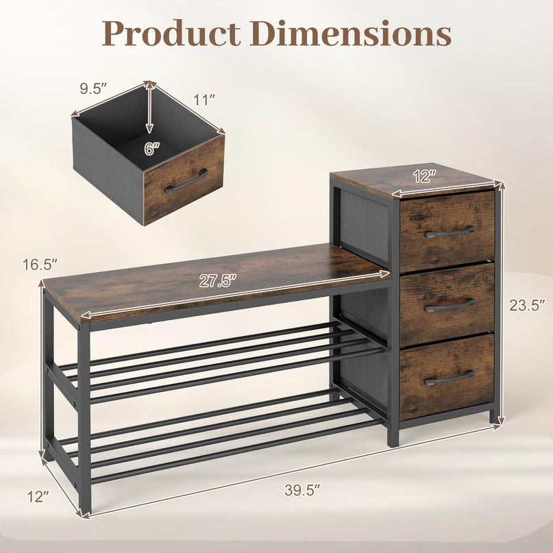 Giantex 3-Tier Shoe Storage Bench for Entryway