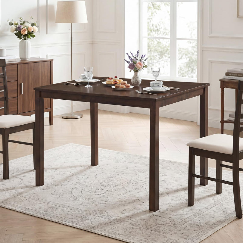 Giantex  43.5" Solid Rubber Wood Kitchen Table