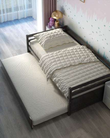 Giantex Wood Daybed with a Trundle, Twin Trundle Daybed with Durable Slat Support