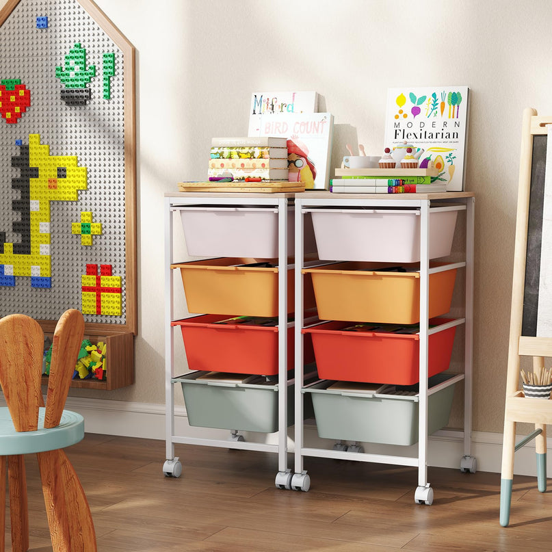Giantex Rolling Storage Cart with 4 Drawers Utility Cart（28"H）