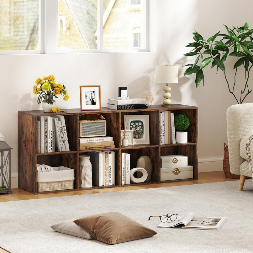 Giantex 8-Cube Bookcase Floor Standing Bookshelf with Storage & 2 Anti-Tipping Kits