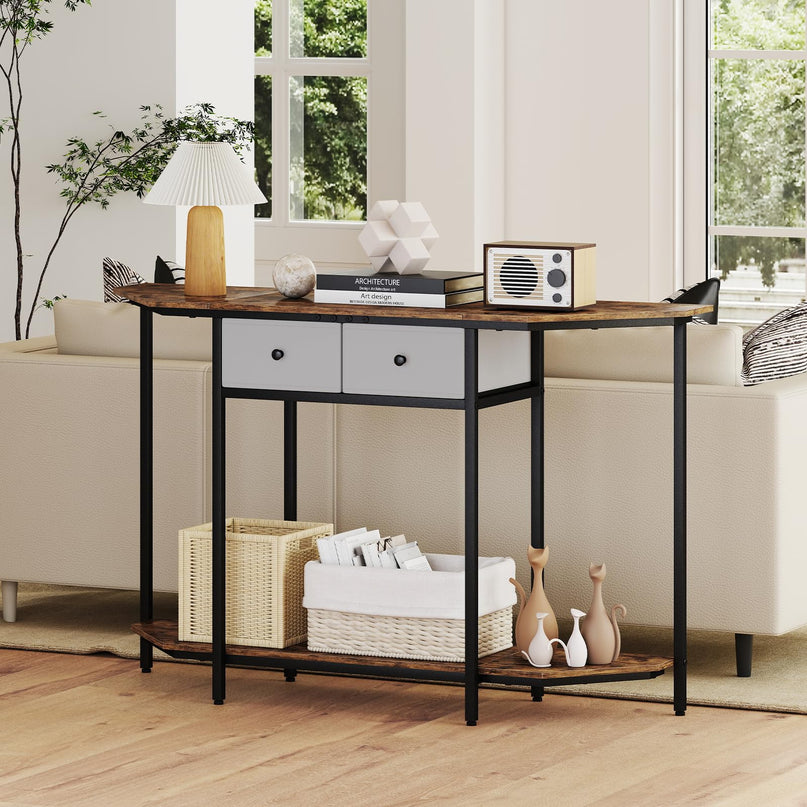 Giantex 51" Console Table with 2 Drawers with Open Storage Shelf