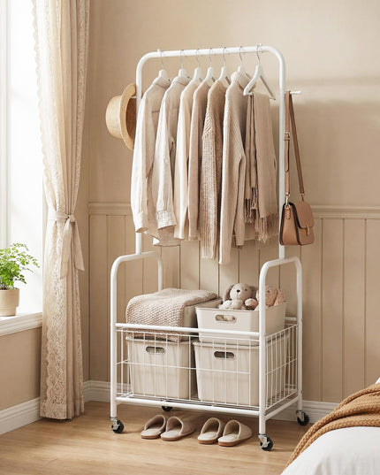 Giantex 35" Clothes Rack with Storage Basket