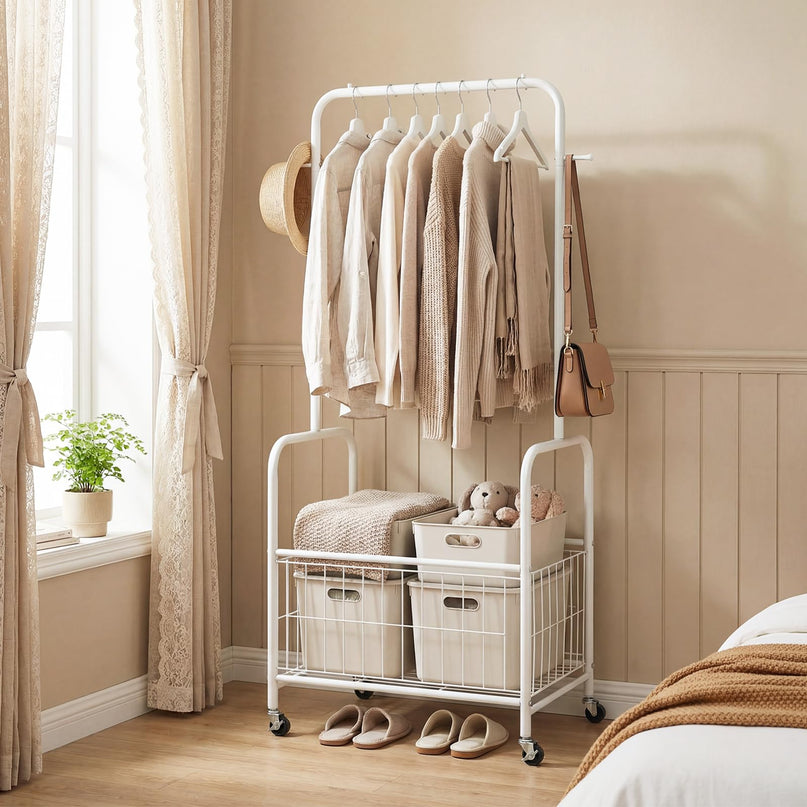 Giantex 35" Clothes Rack with Storage Basket