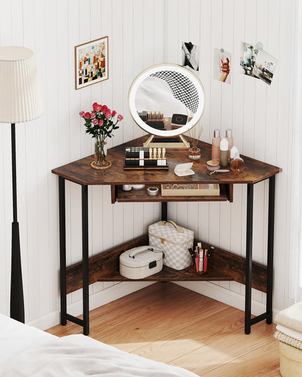 Giantex Small Corner Desk with Charging Station