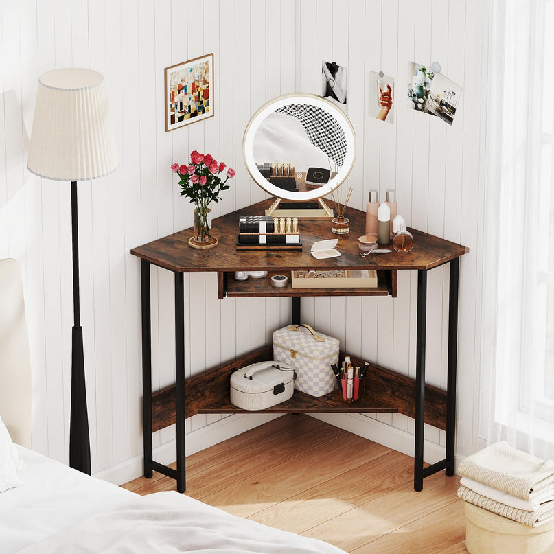 Giantex Small Corner Desk with Charging Station