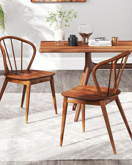 Giantex Wooden Dining Chairs Set of 2/4, Windsor Kitchen Chairs w/High Spindle Back & Rubber Wood Legs