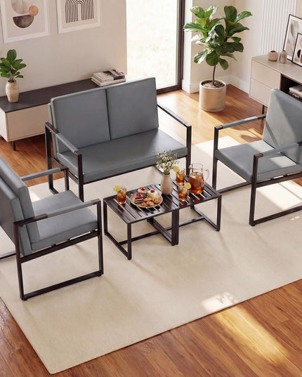 Giantex 2-Seater Sofa with Solid Metal Frame & Removable Back Cushions