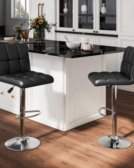 Giantex Swivel Bar Stools Set of 2/4, Upholstered Counter Height Bar Chairs with Back