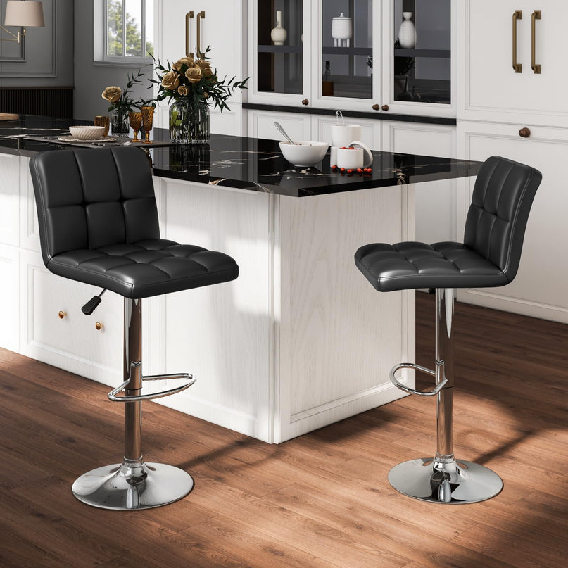 Giantex Swivel Bar Stools Set of 2/4, Upholstered Counter Height Bar Chairs with Back