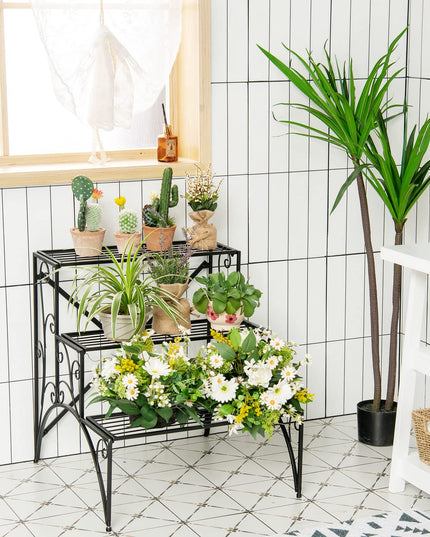 Giantex 3 Tier Metal Plant Stand for Outdoor Porch Garden Patio Balcony
