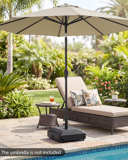 Giantex 150 lbs Fillable Patio Umbrella Base with Wheels Fits 1.3"-1.9" Poles