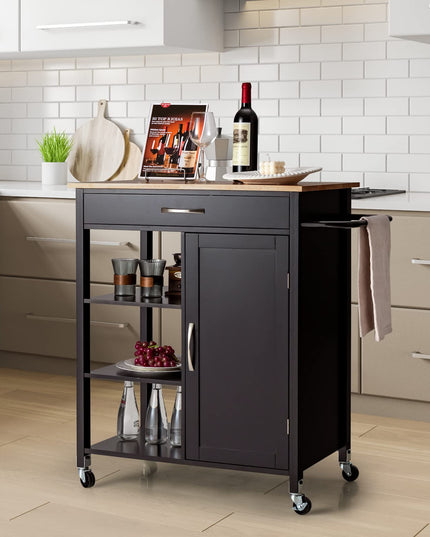 Giantex Kitchen Island - Mobile Kitchen Cart on Wheels, 1-Door Storage Cabinet, Large Drawer, 3 Tier Shelves