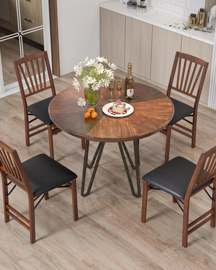 Giantex Folding Dining Chairs Set of 2, Foldable Wood Kitchen Chairs with Padded Seat