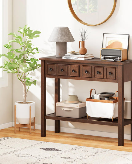 Giantex 38" Retro Entryway Table with 2 Drawers and Open Storage Shelf