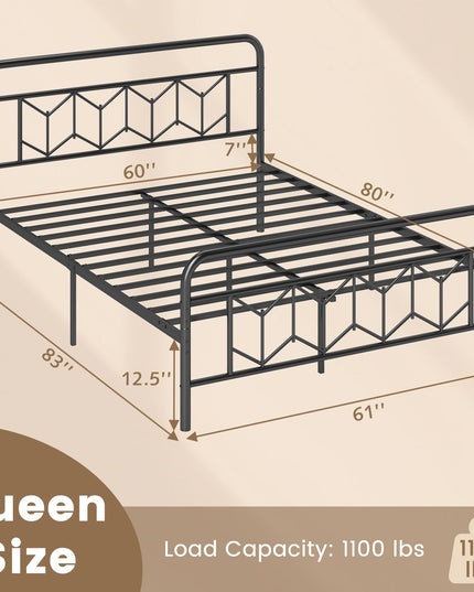 Giantex Metal Twin Bed Frames with Victorian Style Headboard & Footboard, Heavy Duty Slats Support Mattress Foundation