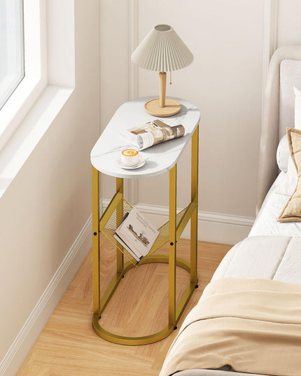 Giantex Oval Narrow Side Table Set of 2 Small End Table